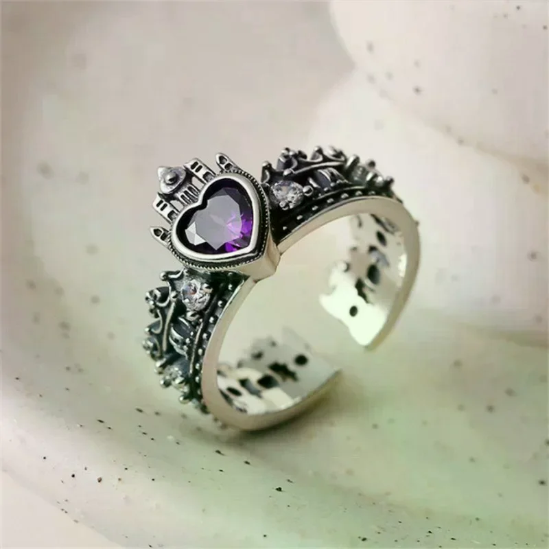 /HTF/Retro Adjustable Open Crown Rings Female Geometric Accessories Personality Jewelry For Women Vintage