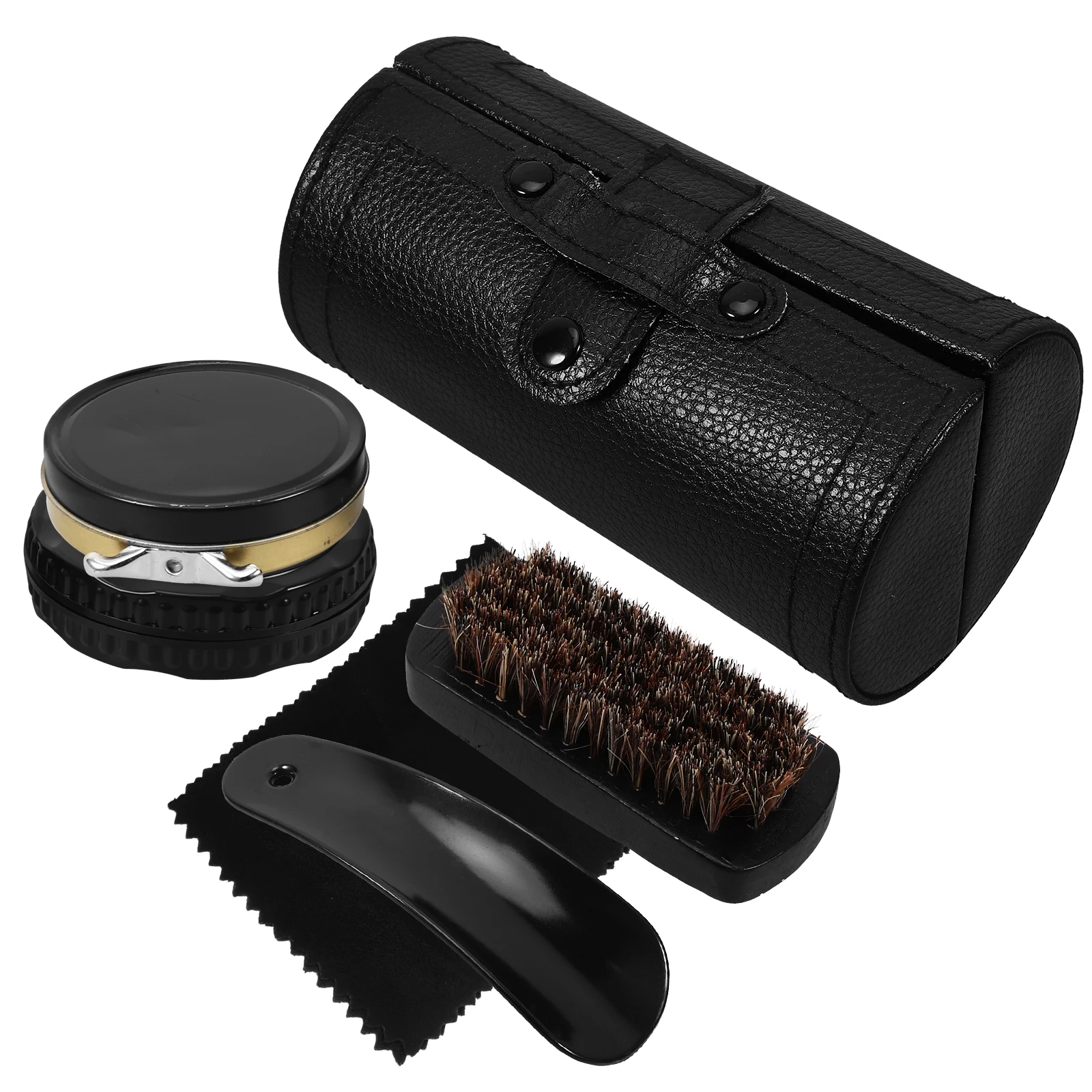 

6 Pcs Suit Shoes Care Kit Brush Portable Black Polish Travel
