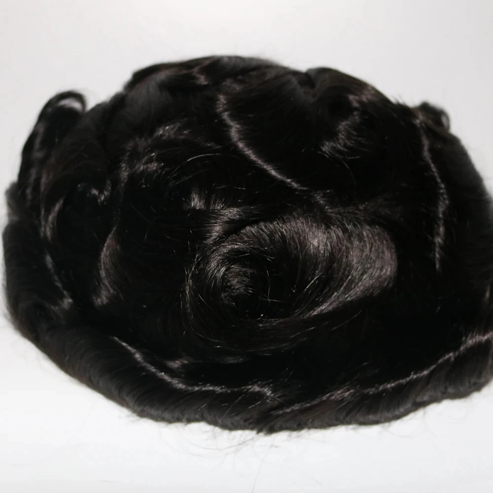 واقعية الرجال هيربيسي الحرير الأعلى بو حول الرجال الشعر المستعار الرجال الباروكات الطبيعية الأسود ريمي الأوروبي استبدال الشعر البشري الاصطناعية