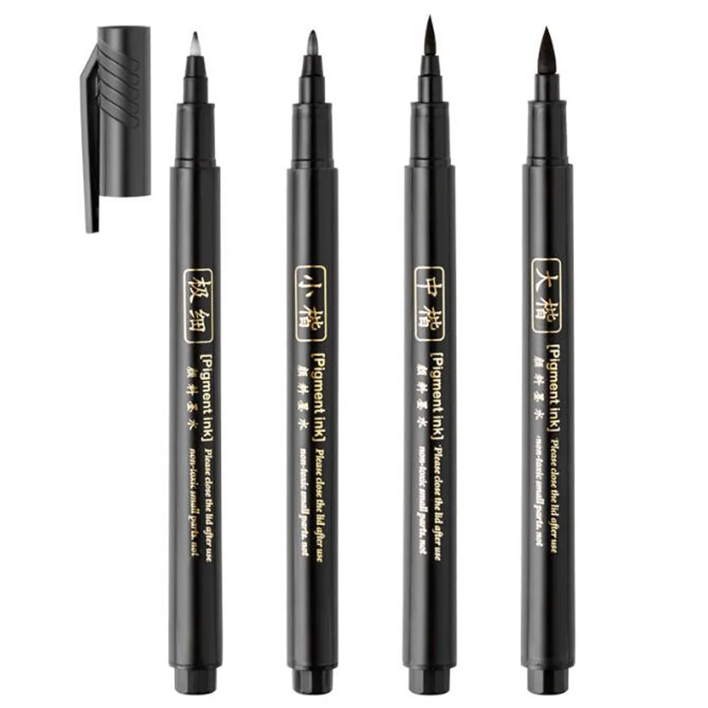 4pc Brush Pen Calligraphy Pen Chinese Words Learning Stationery Student Art Drawing Marker Pens