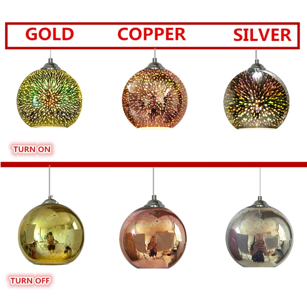 Glass Ceiling chandelier Colorful 3D  LED  Fireworks E27 Bedroom Lamp Restaurant Decorative 