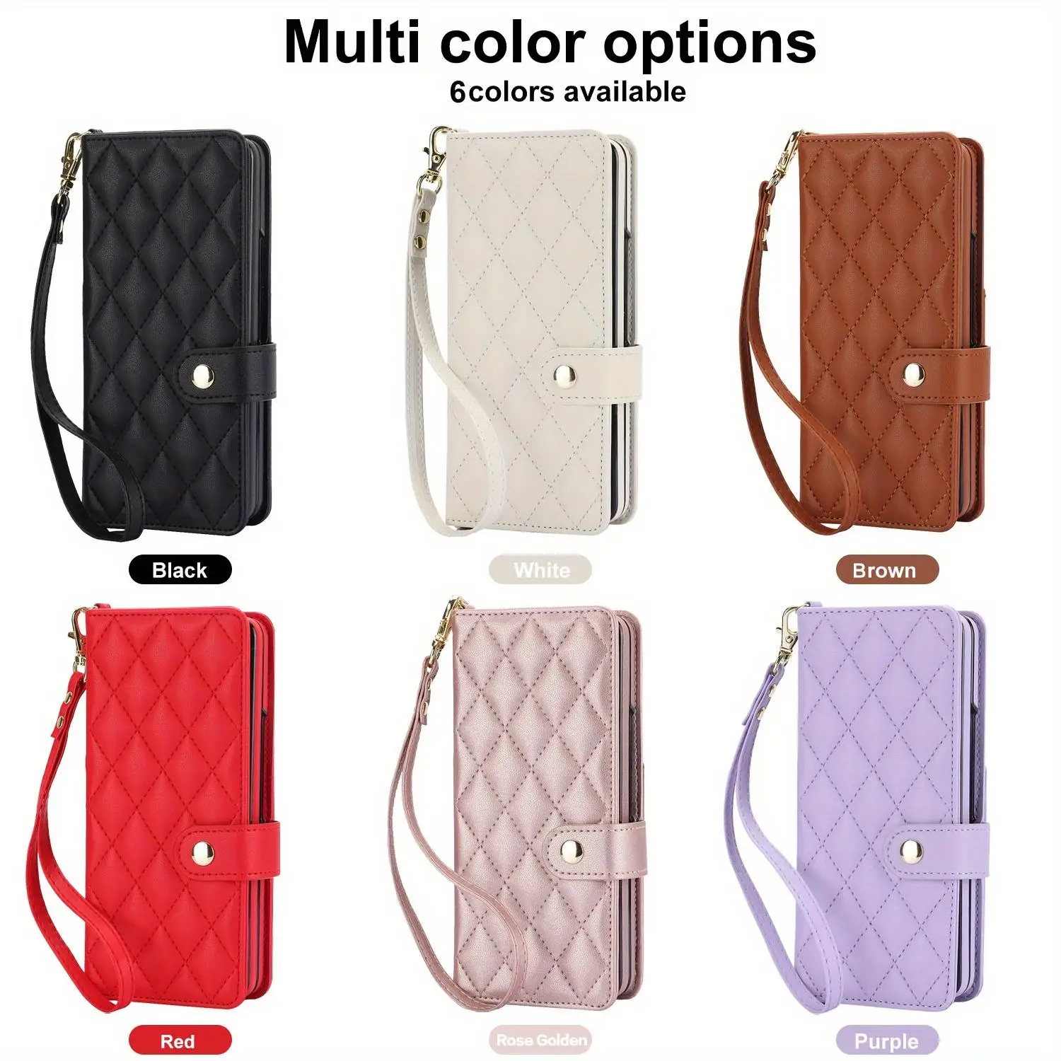 Funda tipo billetera de cuero PU para Samsung Galaxy Z Fold 6 5 4 3 5G con soporte, correa cruzada para la muñeca, ranura para tarjetas, funda para teléfono