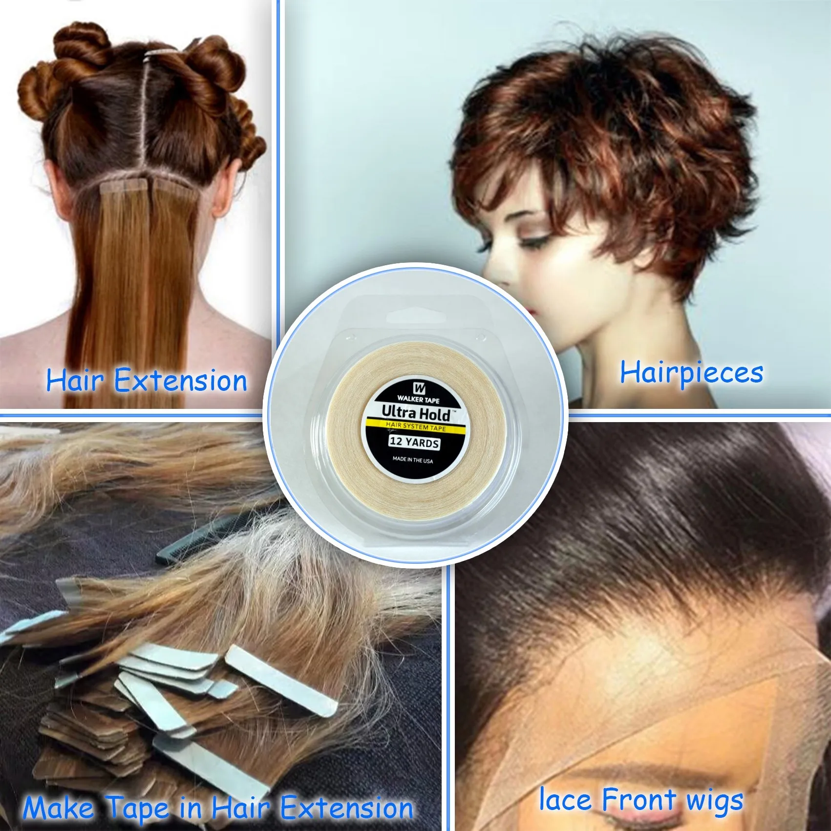 12yard pita Wig renda perekat tahan air dua sisi Ultra Hold putih untuk pita di ekstensi rambut/Wig/renda