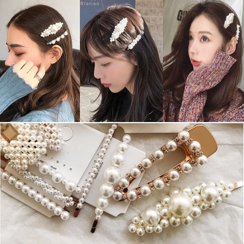 2022 New Hair Clips Fashion Pearl crystal Elegant Design Barrette Stick alloy Hairpin Hair Styling Accessories for Women