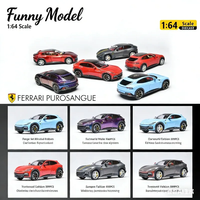 

Funny Model 1:64 Jumping Horse Purosangue FUV Realistic Alloy Car Model, Boys' Holiday Gift Toy Collection Decoration Item.