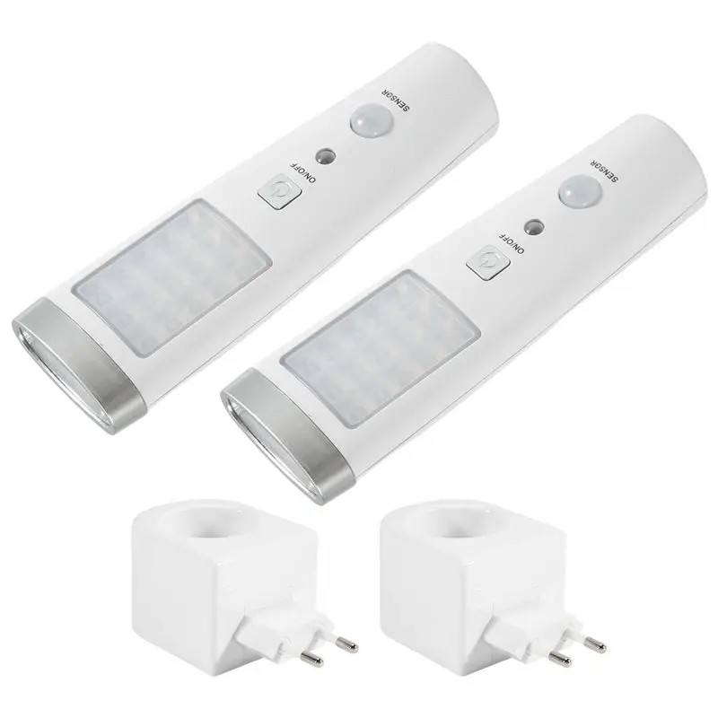 ABKS-4 In 1 Motion Sensor Wall Light, Power Off LED Night Light Flashlight, Rechargeable Emergency Flashlight EU Plug