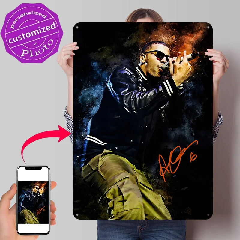 Drake 3D Texture Printed Poster Custom Vintage Metal Tin Plate Sign for Wall Art Room Decor Luxury Decoration Home Funny Signs