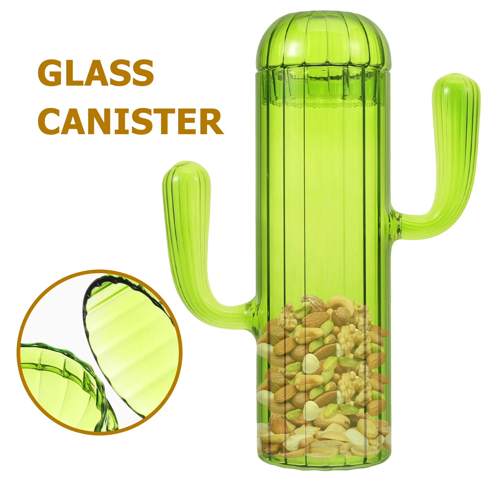 

Glass Canister Cactus Shaped Large Capacity Coffee Bean Holder Storage Jar for Kitchen Food and Candy Glass Jar