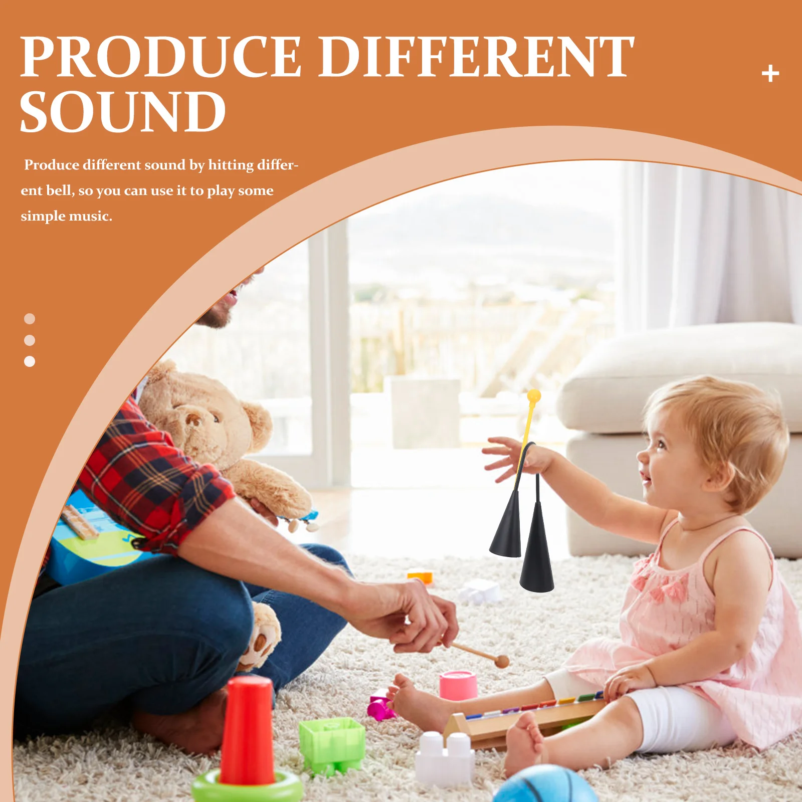 

1 Set Two Tone Percussion Instrument Durable Metal Cowbells Music Educational For Kids Agogo Bell Samba Classroom