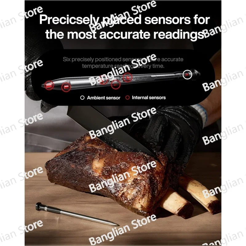 Sync draadloze vleesthermometer voor grill, slimme Bluetooth-voedselthermometer met 2 Mea-sonde, WiFi-thermometer voor het koken van BBQ O