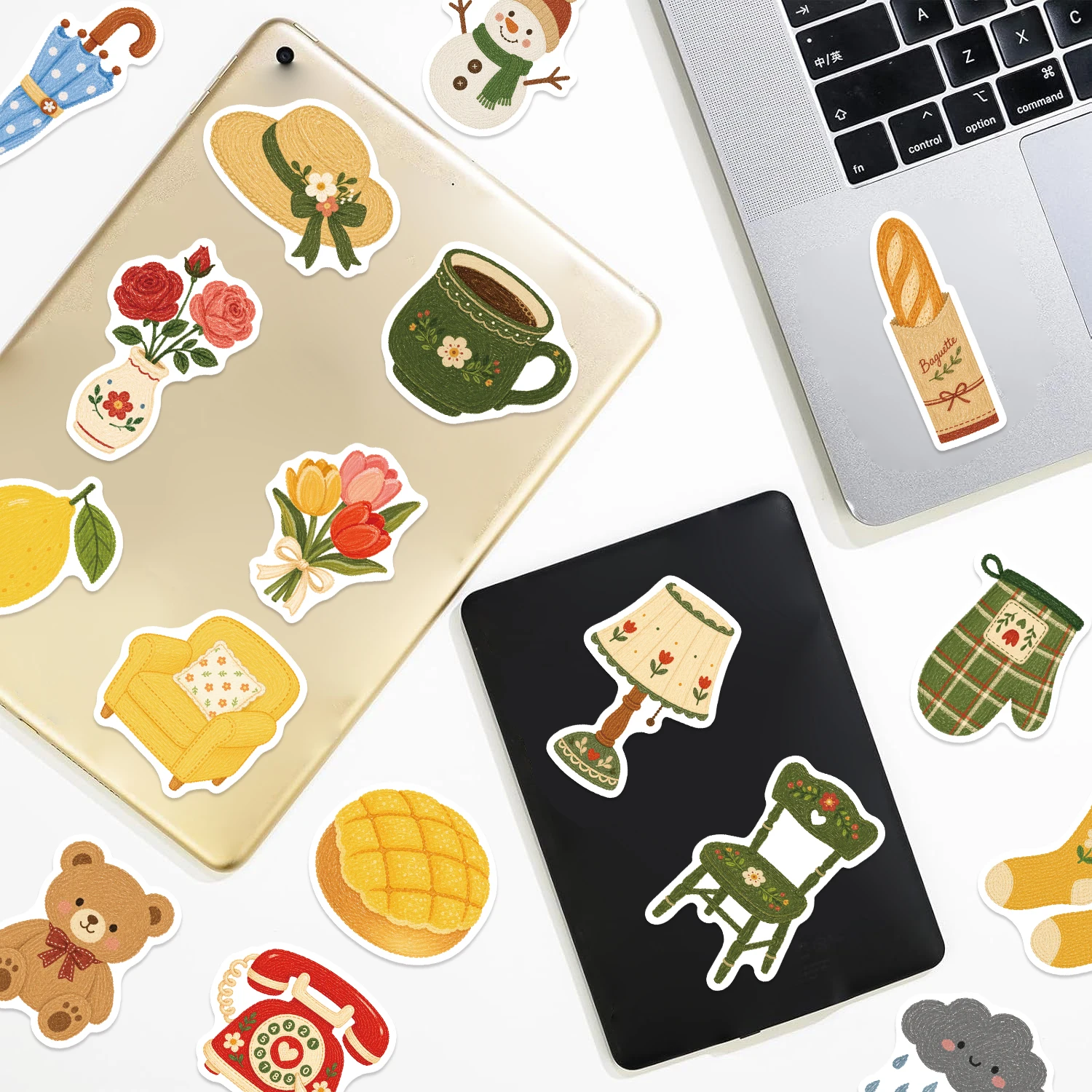 50PCS Hand-painted Small Objects Book Hat Table Lamp Stickers Stationery Guitar Phone Laptop Luggage Car Graffiti Kids Sticker