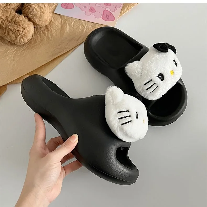

Hello Kitty slippers, women's outdoor wear, thick soled indoor home cartoon cute anti slip soft soled cool slippers, summer