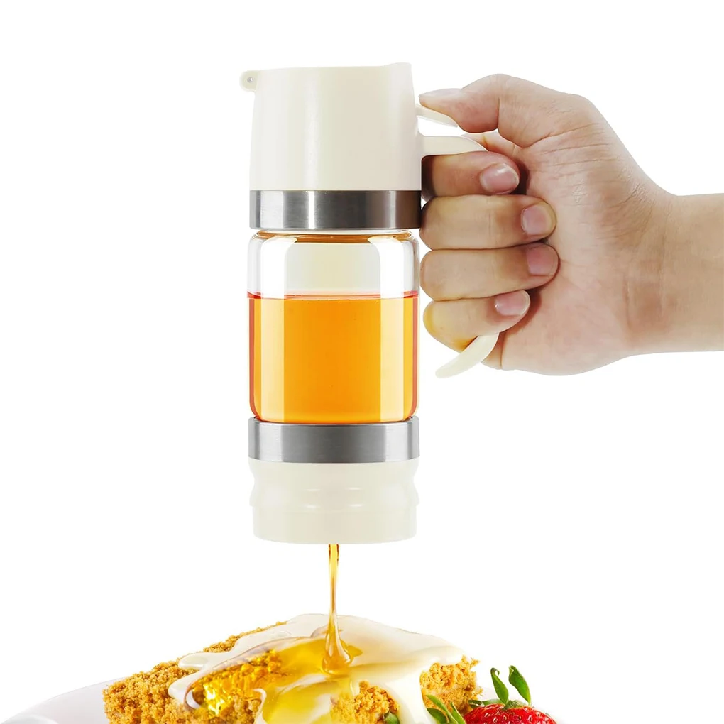 Honey Syrup Dispenser Pot No Drip Container Honey Jars Push-Type Oil Pot Honey Dispenser Pot Sauce Bottle Sealed Jar Funnel  ﻿