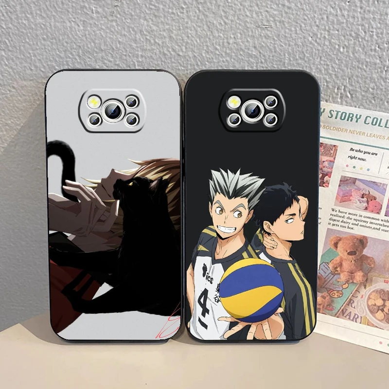 Anime H-Haikyuu T-Tobio For Xiaomi Mi Poco F5 F4 F3 X6 X5 X4 X3 M6 M5 M5S M4 M3 C65 Pro GT NFC 5G Black Funda Phone Case