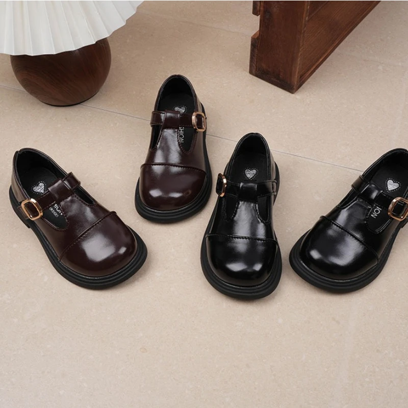 Girl Mary Jane Leather Shoe2026autumn New Style French Child Soft Soled High Heel Fashion Able Girl Non Slip Formal Leather Shoe