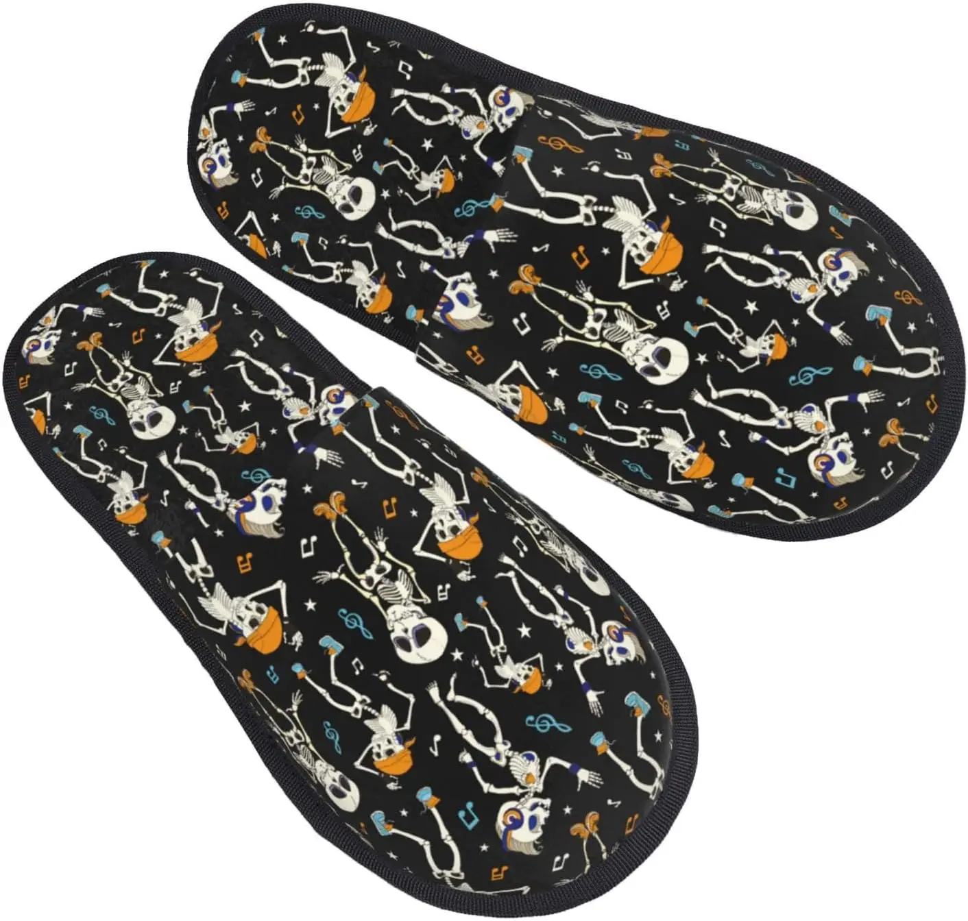 Dancing Skeleton Party Print Women Slippers Home Furry Shoes Keep Men Couples Shoes Warm For Women Bedroo Print