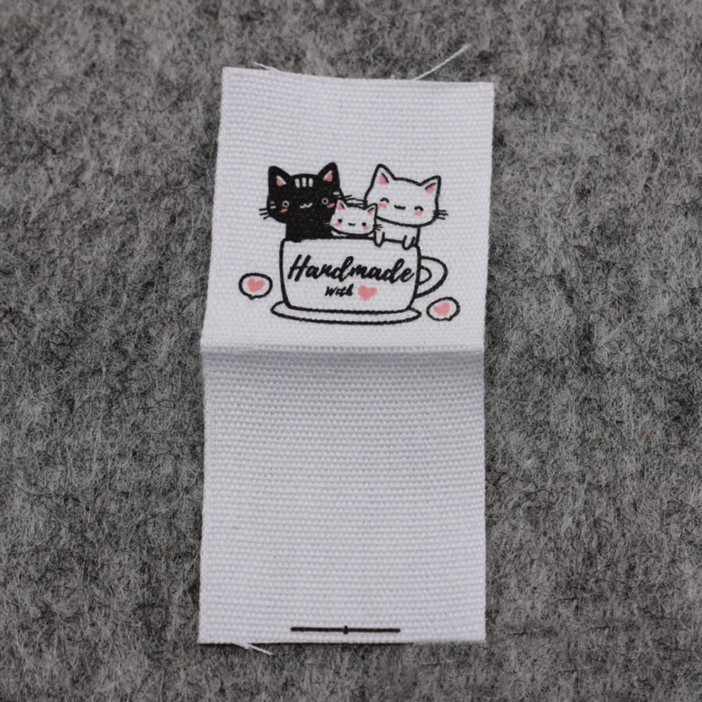 24PC white press folding cute cat cartoon hand cloth label DIY sewing  garmen