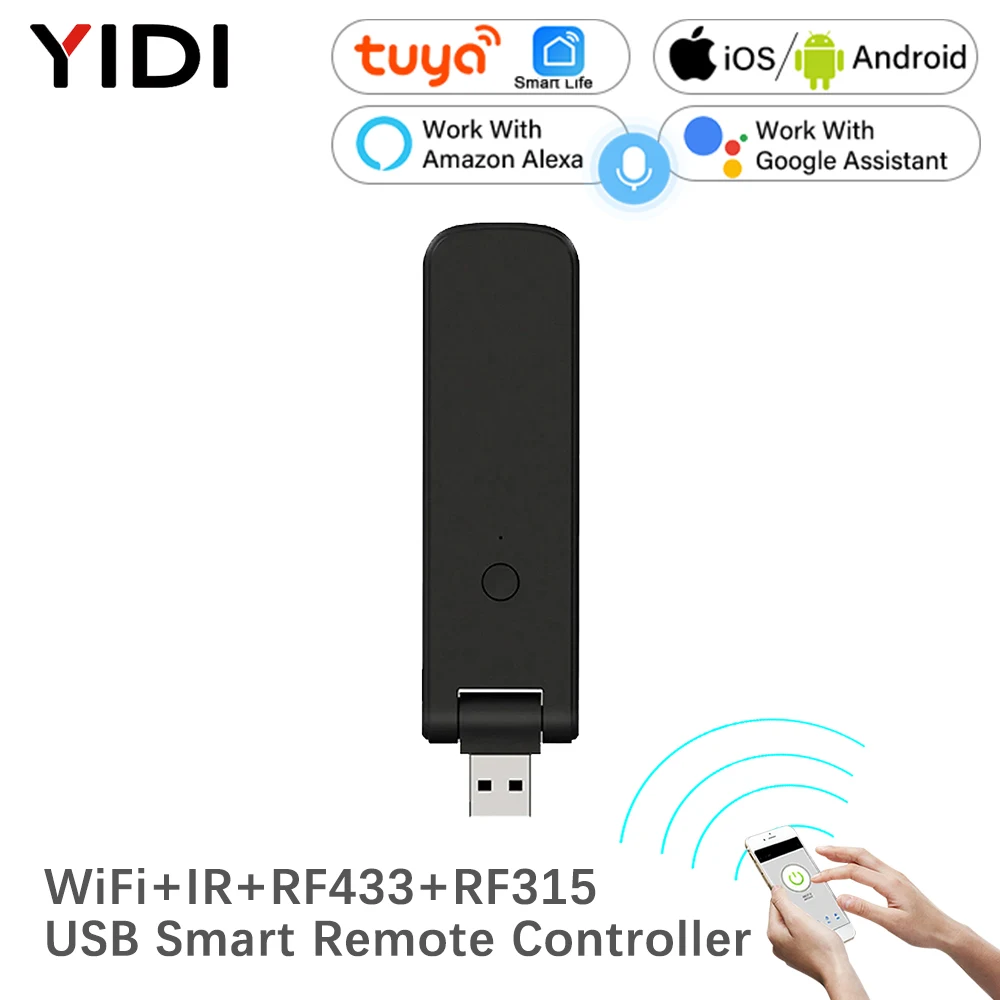 Tuya Infrared WiFi Remote USB Controller Wireless IR+RF for TV Fan Switch AC Smart Home App Voice Control work with Alexa Google