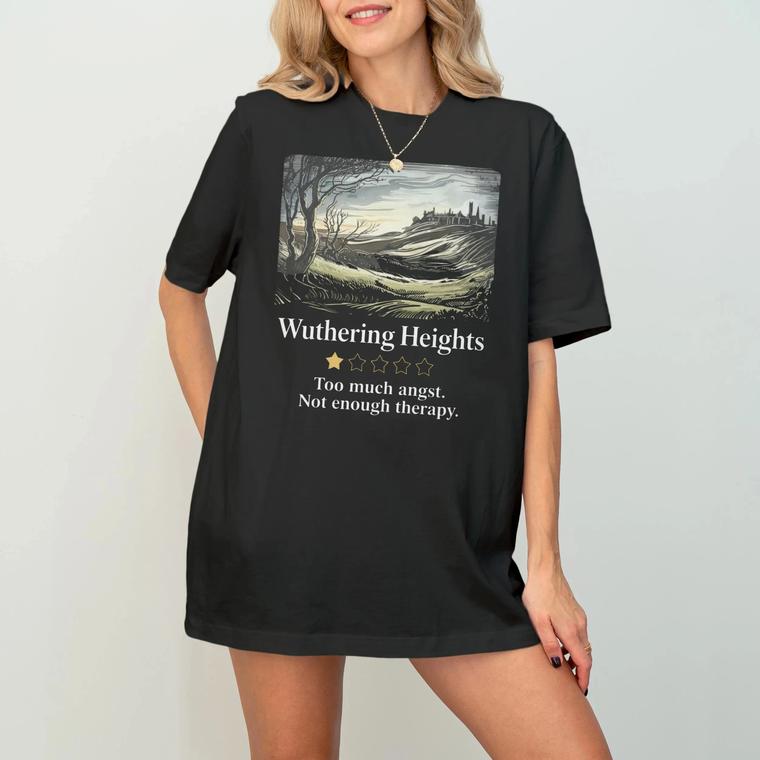 Wuthering Heights 100%Cotton graphics Tshirt unisex 2026 summer New Emily Bronte novel O-neck fashion Short Sleeve Men's shirt