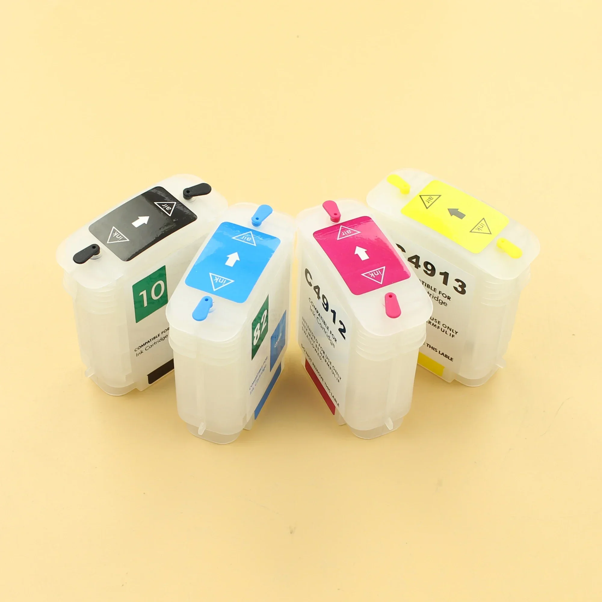 69ml 4 สีเครื่องพิมพ์ตลับหมึกเติมสําหรับ HP 10 82 ตลับหมึกสําหรับ HP Designjet 500 800 หมึกเติมถาวรชิป