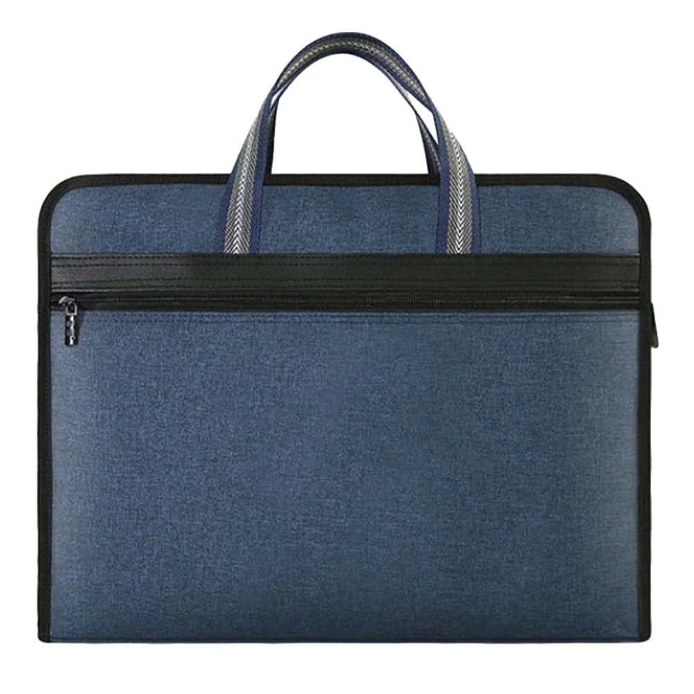 지퍼 문서 파우치 블랙 다층 파일 정리함 비즈니스 여행 문서 홀더 휴대용 파일 보관 토트백