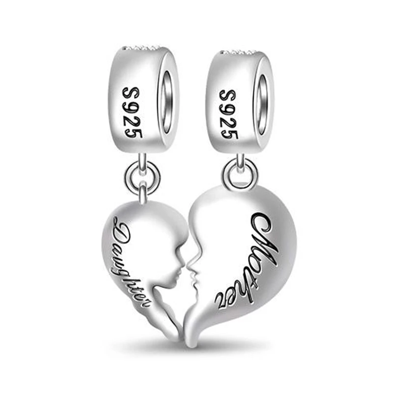 New Fashion 925 Sterling Silver Mother's Day Mom Daughter DIY Fine Beads Fit Original Pendant Women Bracelet Accessories Gift image 3