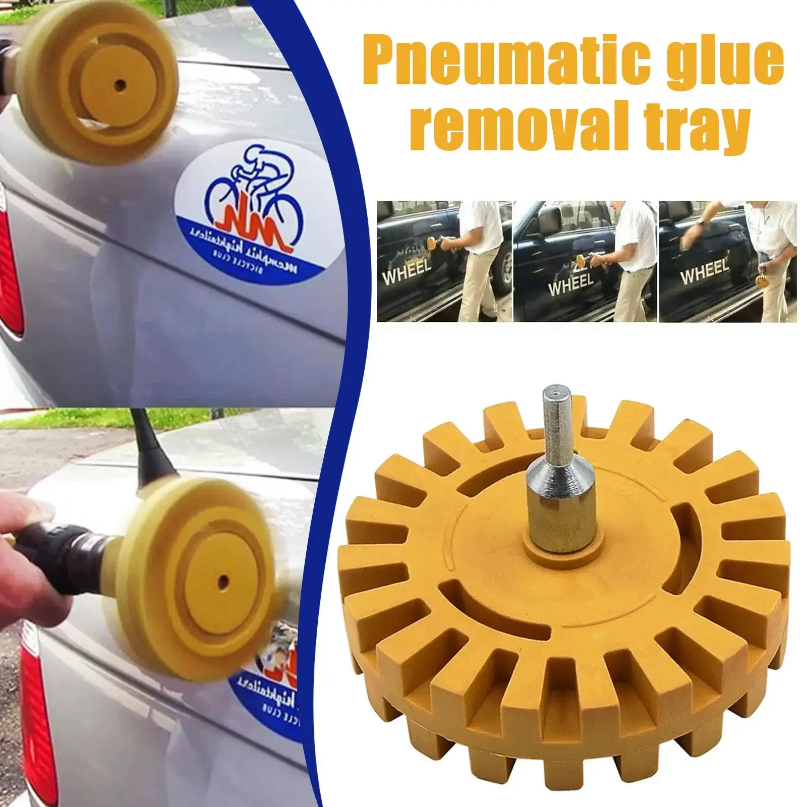 Roda de Borracha para Remoção de Decalques e Reparo de Pintura Automotiva, 100mm (4 Polegadas), com Adaptador para Furadeira, Eficaz, Prática e Rápida para Remoção de Faixas Decorativas