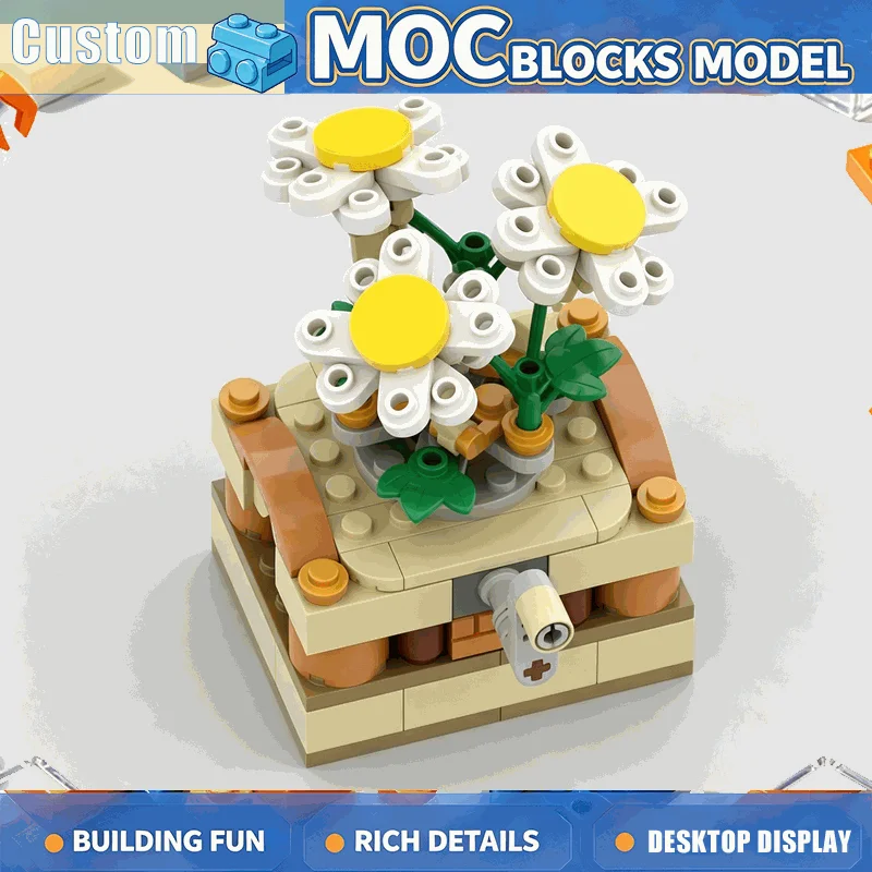 133PCS Rotating Daisy Planter Building Blocks Floral Garden Model DIY Assembly Set Creative Desktop DecorationCollection Gift
