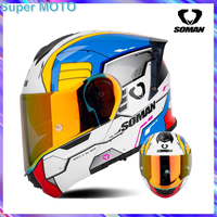 DOT Certification SOMAN 965 Motorcycle Helmet Flip Up Capacete Colorful Sunvisor Motorcycle Accessories High-quality Helmet