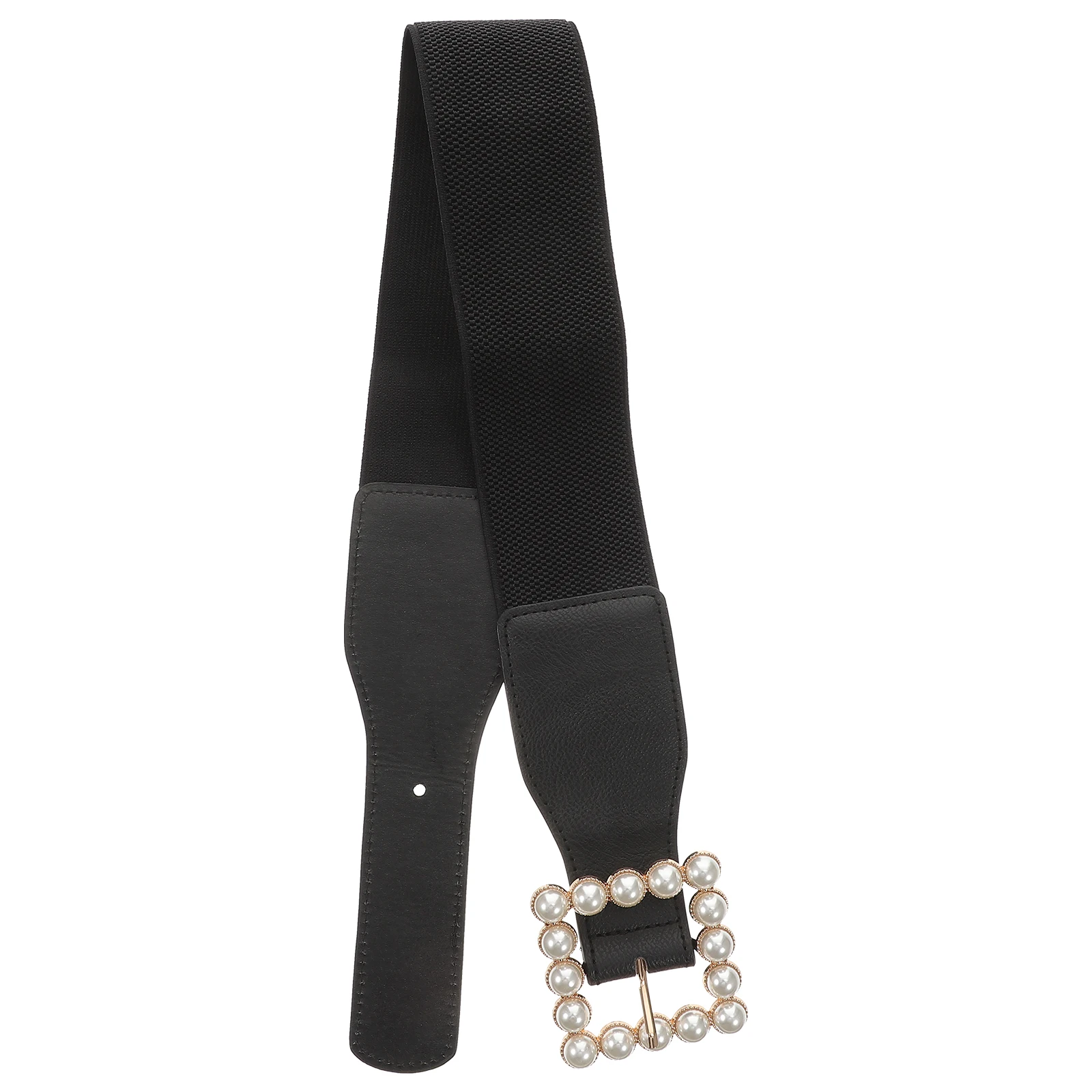 Pérola quadrada fivela cinto feminino versão coreana mulher senhoras preto cintos na moda para vestidos miss