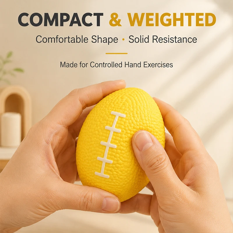 8cm Yellow Rugby Shape Hand Grip Squeeze Ball Silicone Stress Relief Finger Exercise Rehabilitation Training Ball view 3