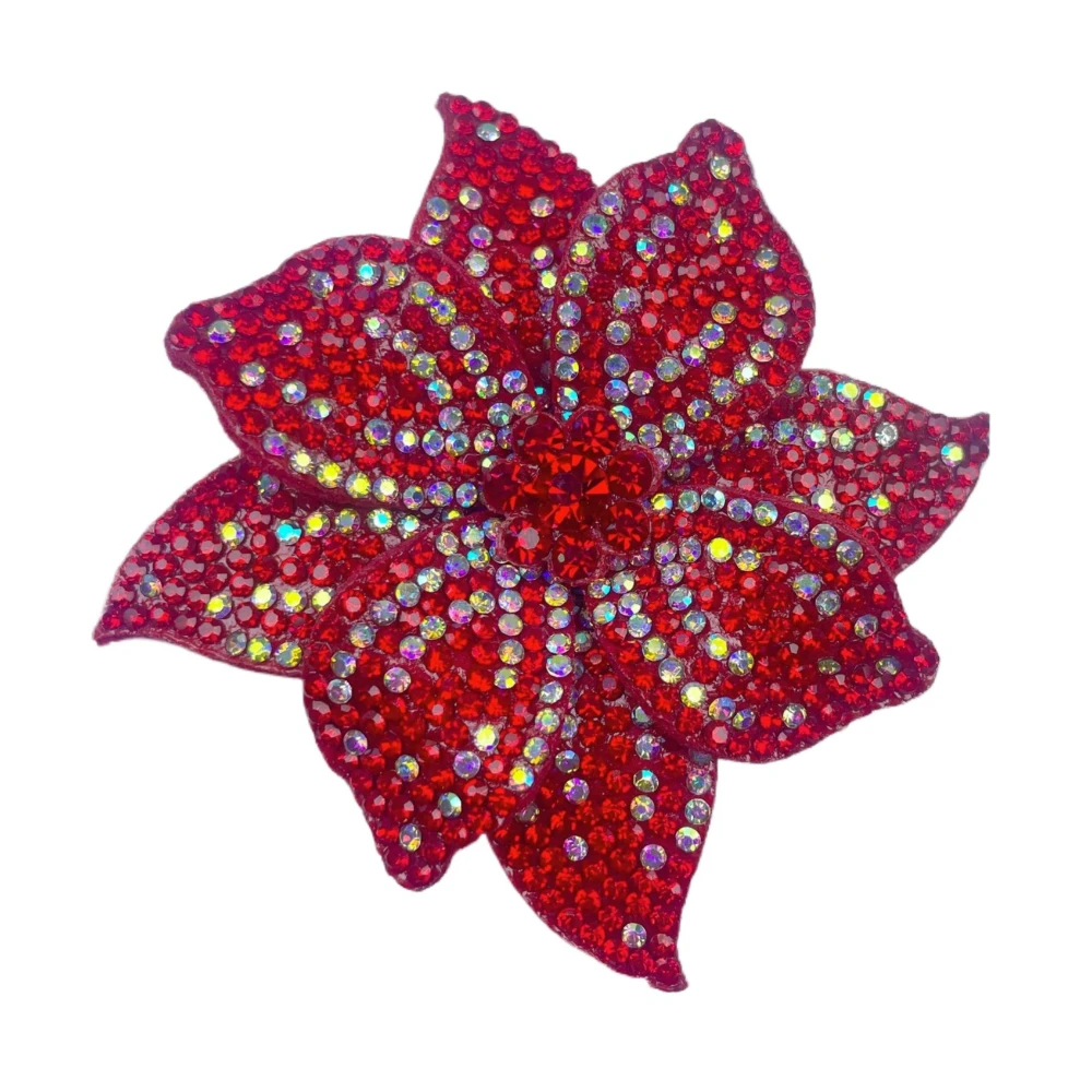 

7.5CM 3D Color Rhinestone Glass Flower Pin Luxury Applique Corsage for Women's High-End Party Accessories, Wedding Jewelry