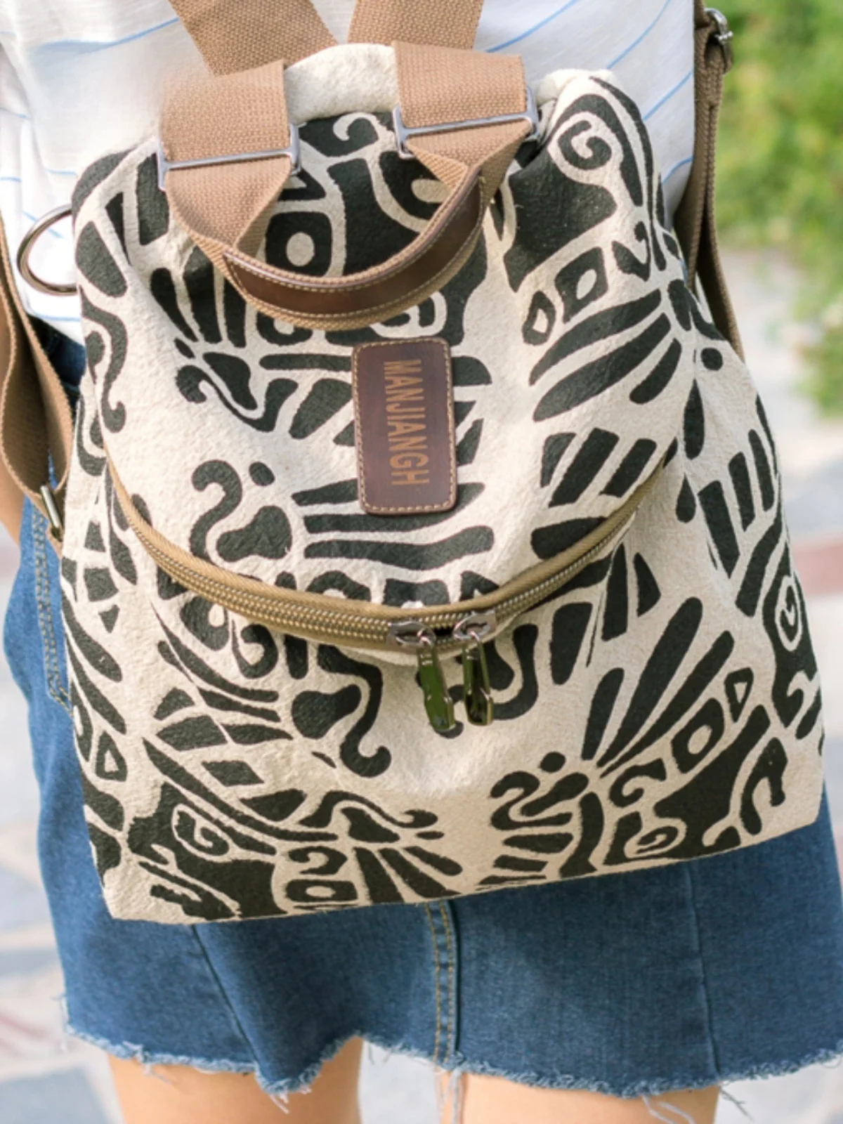 Tas Travel Kasual Bapa Kanvas Sederhana Warna Pink, Lipat, Katun Linen, Ukuran Kecil, Artistik, Motif Geometris