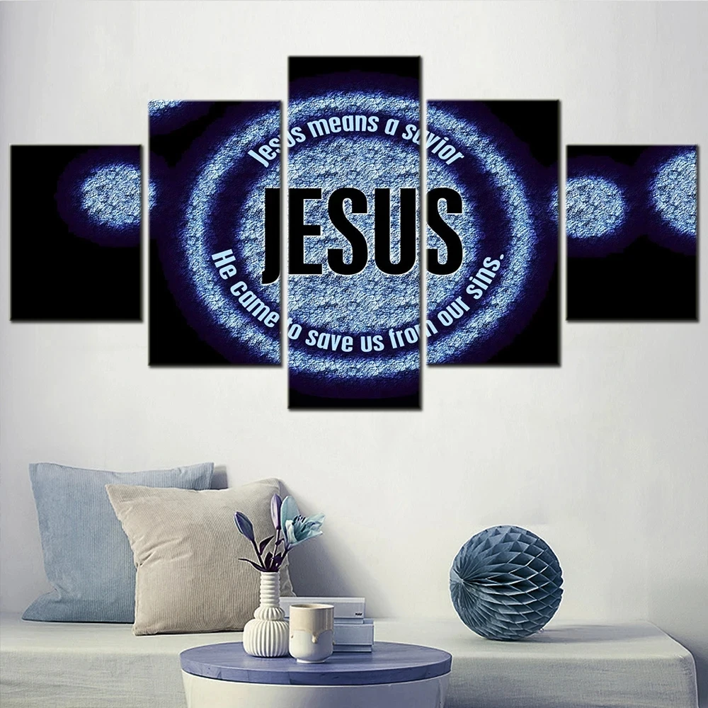 

5 panel wall art Diamond Painting Embroidery Jesus means Savior Picture Diamond Mosaic Teen home decor WE2147