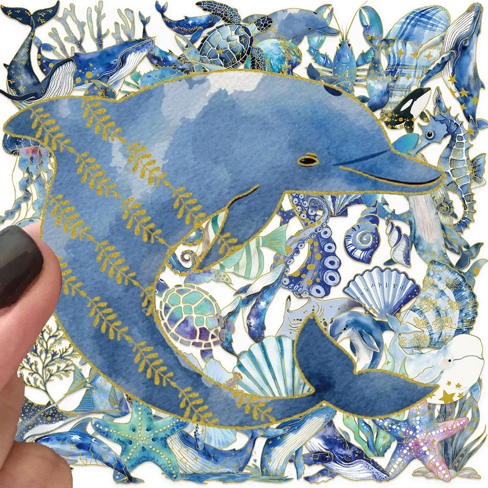 

10/30/50pcs Cartoon Blue Marine Life PET Stickers Sea Animal Shell Starfish Decals DIY Suitcase Phone Cool Graffiti Sticker Toys