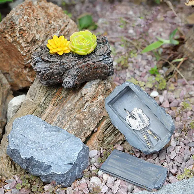 

Outdoor Simulation Stone Key Hider Small Safe Box Fake Rock Keys Holder Resin Ornament Craft Decora Container For Garden Yard