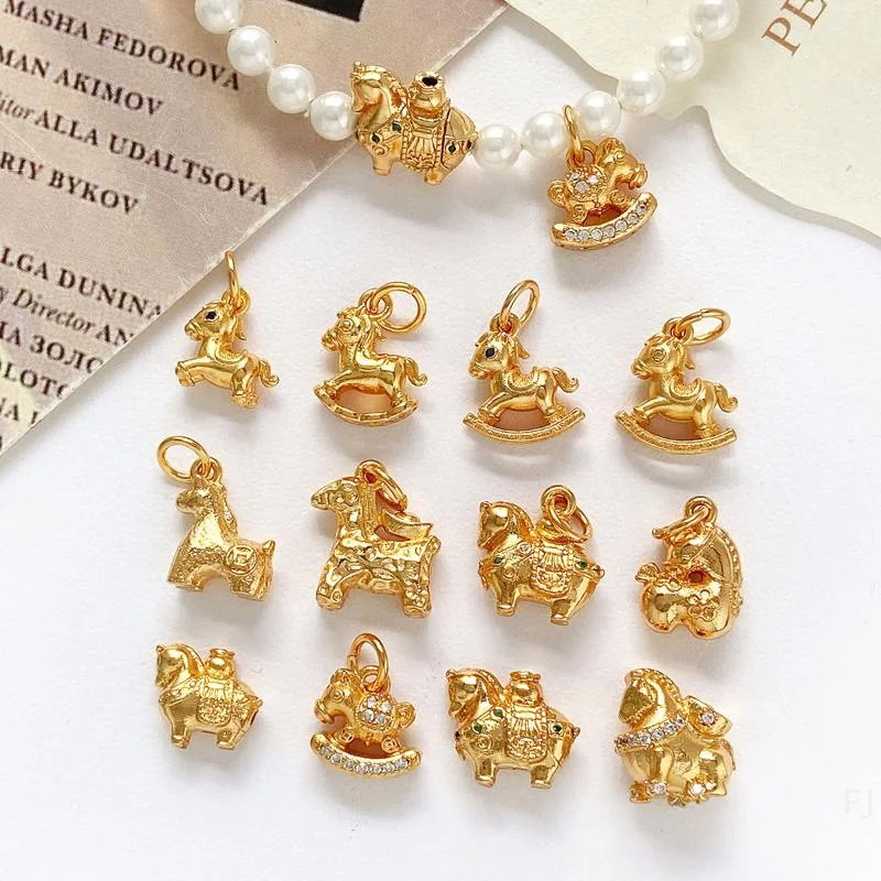 

[YU]Cute Gold Color Pony Horse Charms Pendant For Jewelry Making Necklace Earrings Bracelet Keychain DIY Accessories Supplies