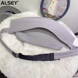 Alsey miyakeプリーツモデルバッグ男性用と女性用、大容量ショルダーバッグ、クロスボディバッグ、レトロシンプル、ダンプリングバッグ