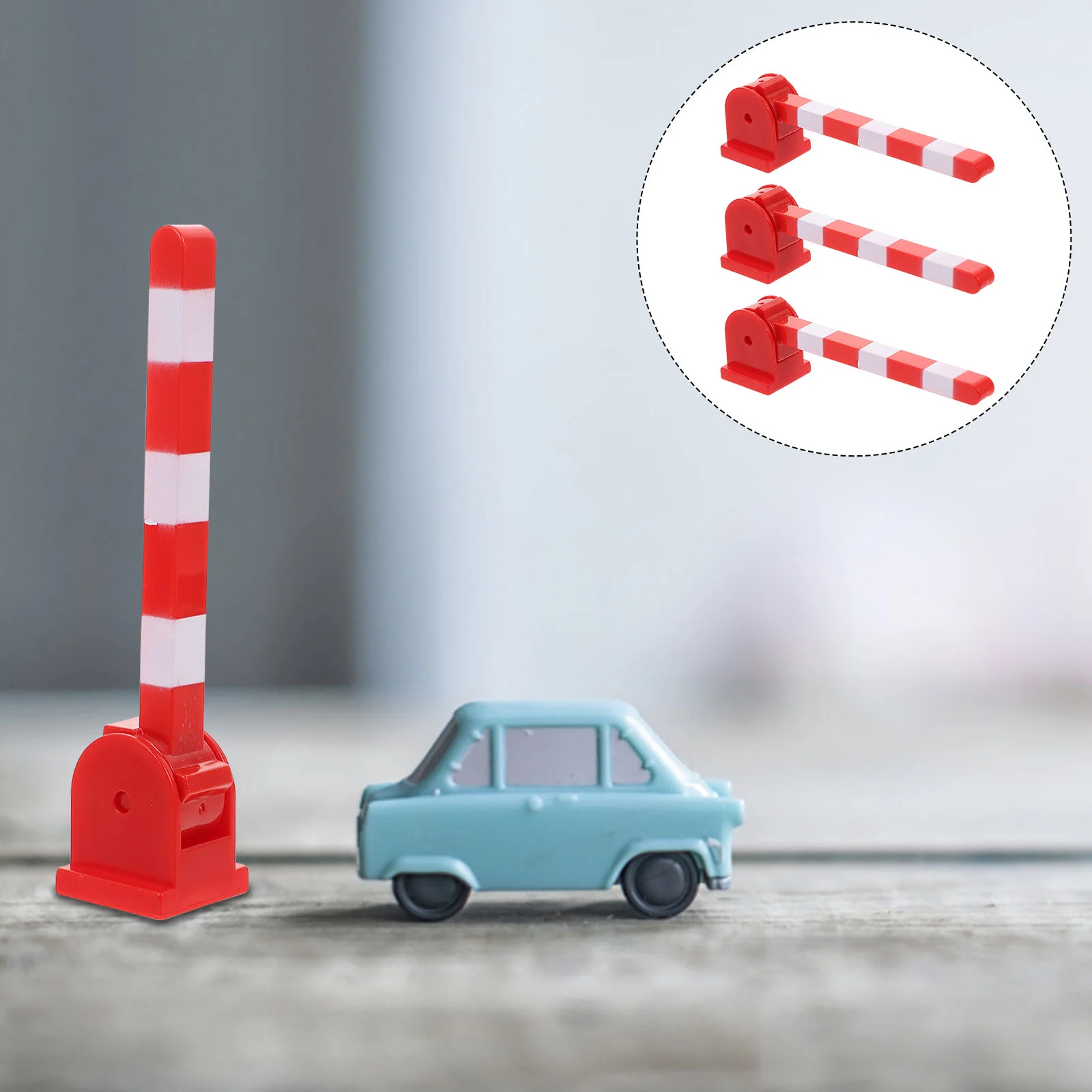 

3 Pcs Traffic Toy Signs Educational Toys for Kids Parking Pole Accessories Miniature Road Street Red