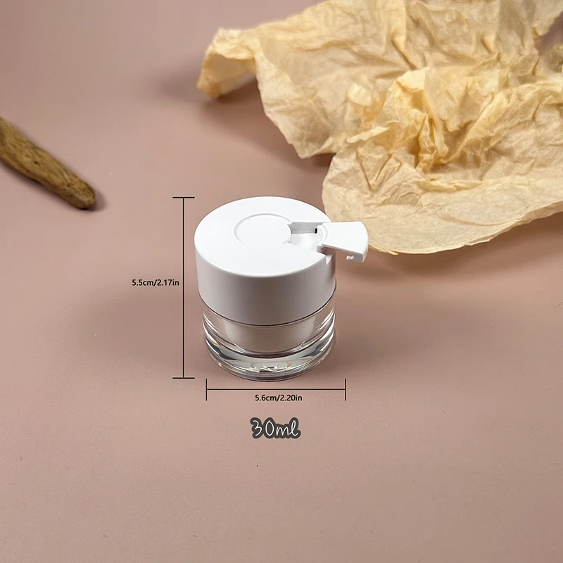 جرة كريم فارغة زجاجة محلول قابلة لإعادة الملء مع ملعقة 15/30/50 جرام جرة مضخة بدون هواء إعادة الملء زجاجة كريم أكريليك زجاجة فارغة