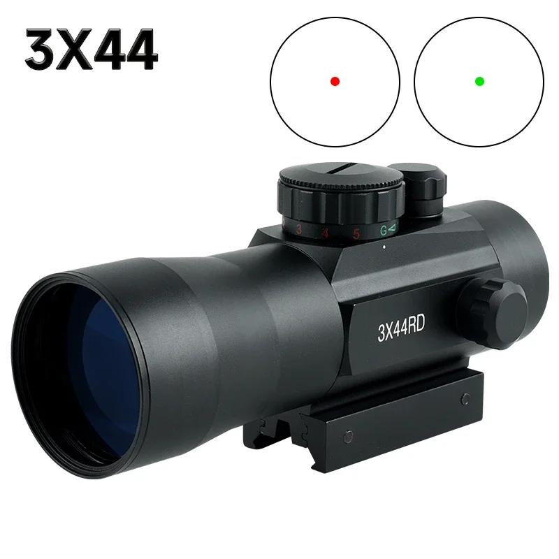 3x44 Red Dot Sight Tactical 1x40 Red Green Airsoft Riflescope Hunting Optical Collimator with 20MM Rail for Outdoor Shooting