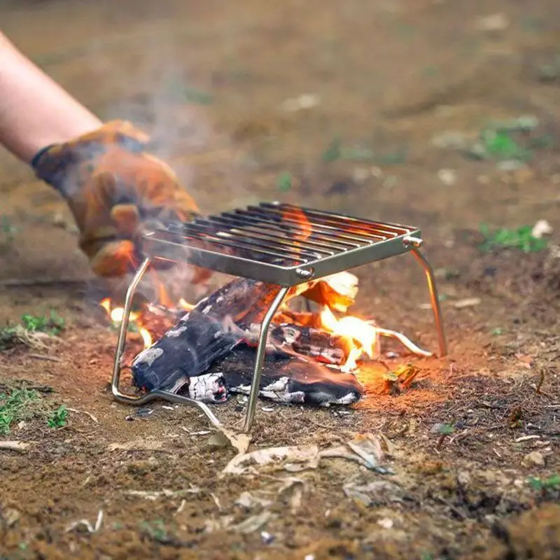 

[yourbrand] Портативный гриль из нержавеющей стали 304 — складной кемпинговый барбекю для газа/дереного угля, компактное оборудование для приготовления пищи на открытом воздухе