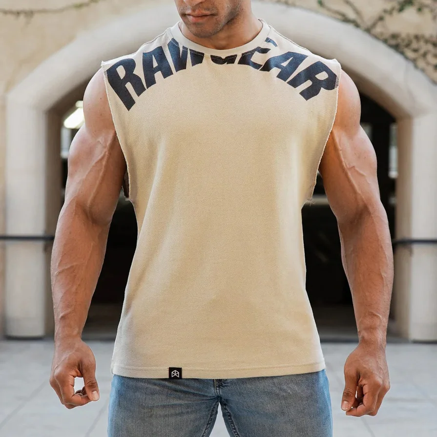 

NEW Mens Sleeveless Shirt Tank Tops Loose Fit Heavy weight Tee Shirt for GYM Men Workout casual top men's jogging vest