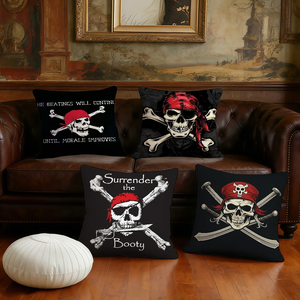 Pirate Skull ship cushion cover Plush Fabric Soft Double Sided Print Sofa Cushion Cover Throw Pillow Covers