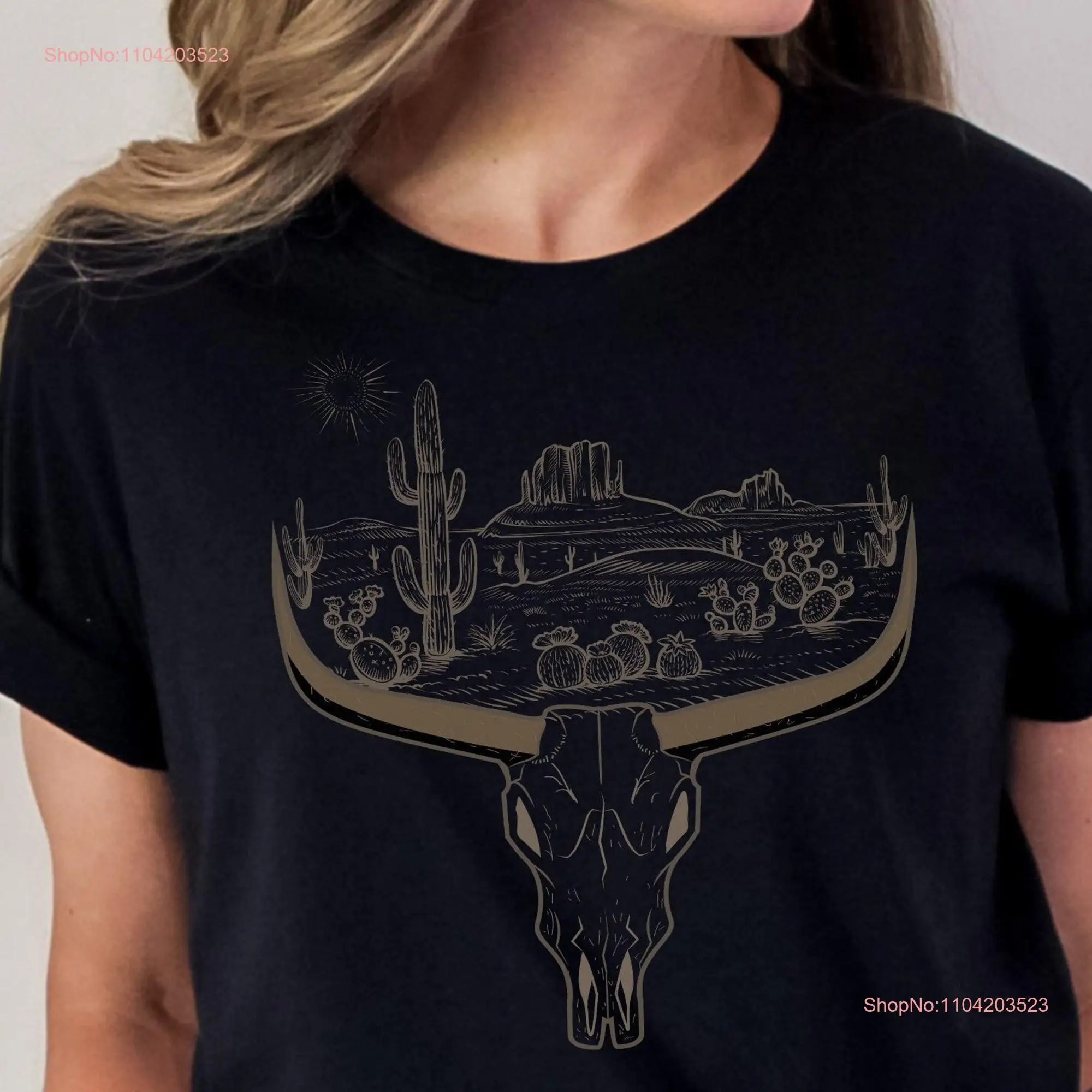 Vintage Cow Skull T Shirt Howdy Bull Wild wesT Boho Cowgirl Country Cowboy Western Cute  long or short sleeves