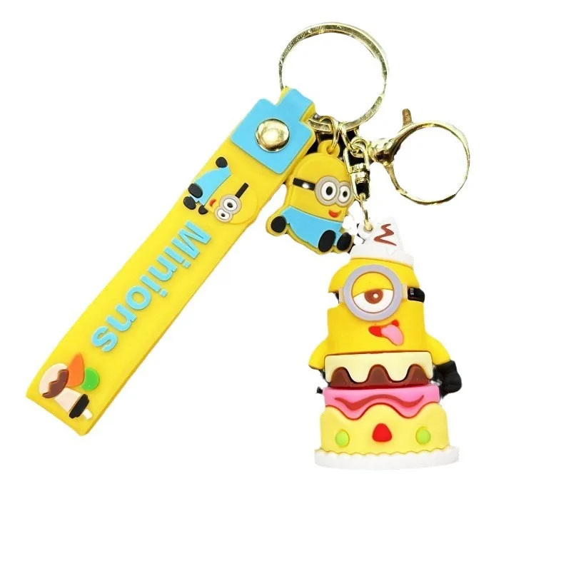 MINISO New Cartoon Minion Keychain Cute Creative Dessert Minion Backpack Decoration Accessories Car Keychain Children's Gift