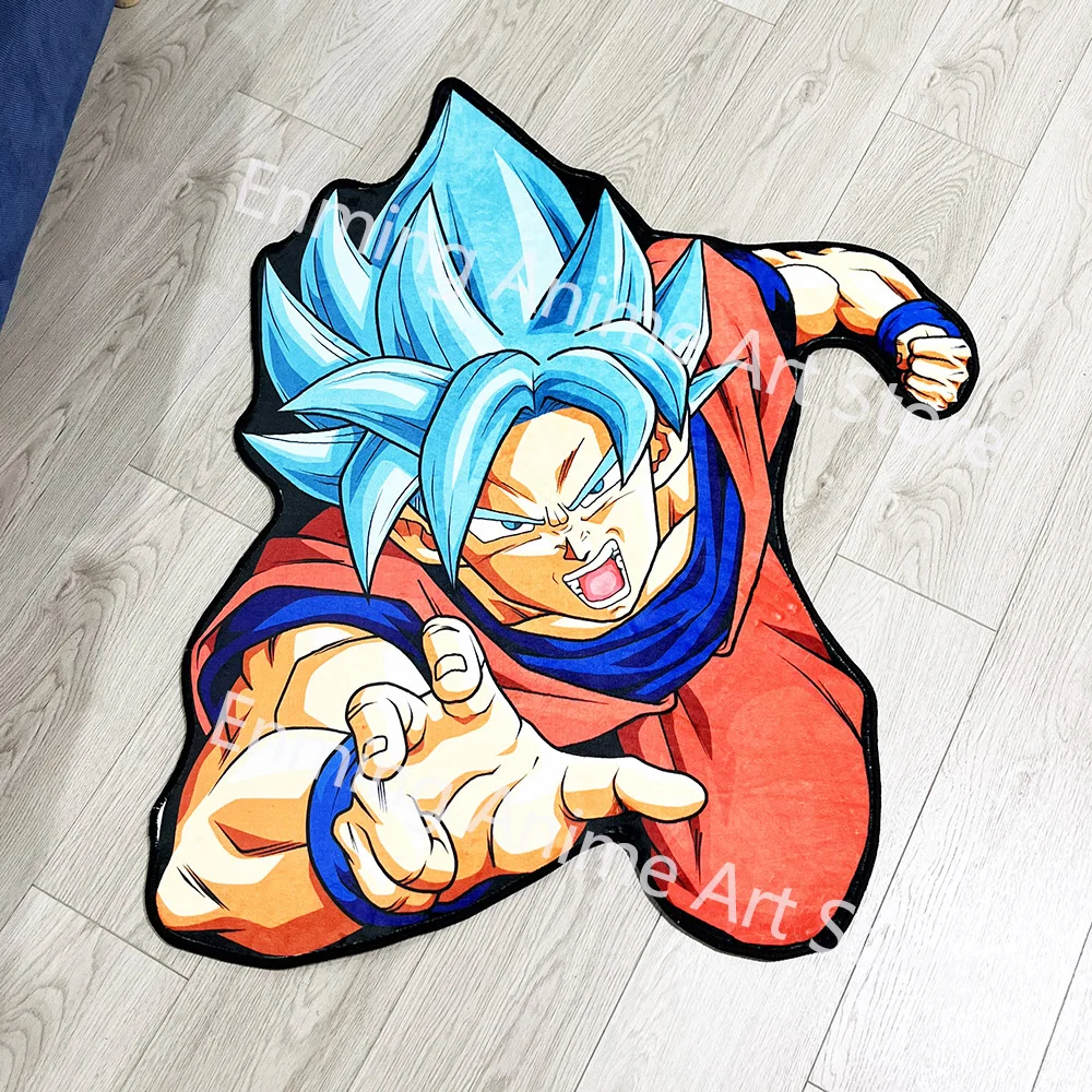 Irregular Rugs Anime Dragon Ball Blue Goku Customize Rug Handmade Carpet Area Rug for Home Decor