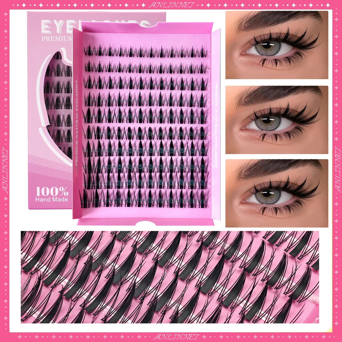 120 Stück Manga-Wimpern C-Curl Einzelne Wimpernbüschel für DIY Natürlichen Look, Anime-Wimpern für Zuhause oder Unterwegs, Künstliche Wimpern