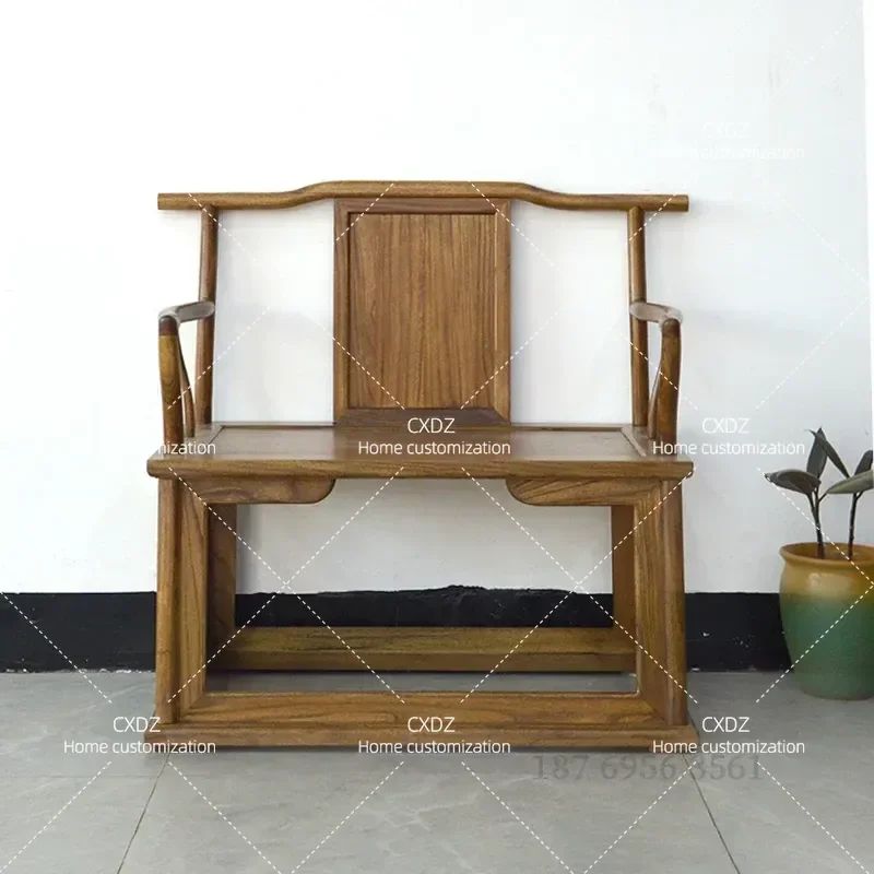 Solid Wood Meditation Chair Elm Cross Legged Seating Ming Style Main Chair for Yoga Zen Practice Home Living Room Furniture