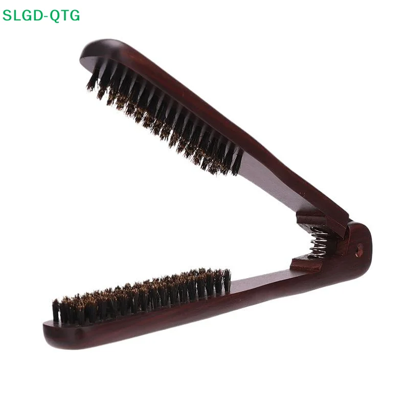 

New V-Shape Straightening Comb Paddle Brush Anti-Static Boar Bristle Hair Straightener Styling Tool For Smoothing & Detangling